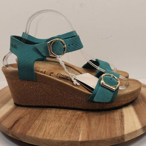 Papillio by Birkenstock Soley Embossed Ankle Strap Wedge Sandals size 10 - 10.5 - Picture 2 of 12